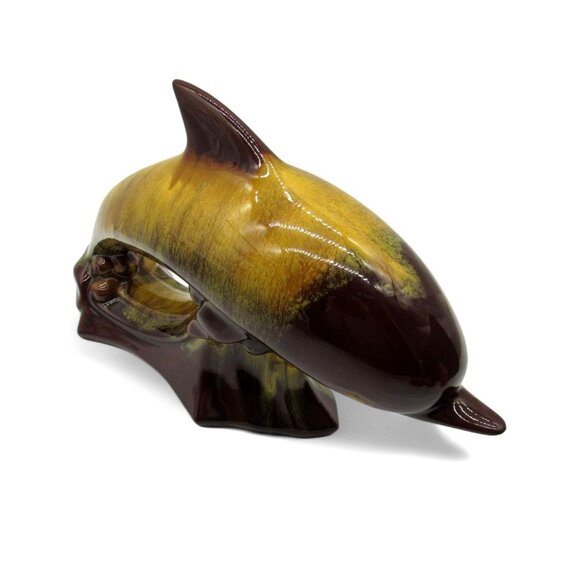 Blue Mountain Pottery DOLPHIN in Brown And Yellow Glaze Canada Vintage 16" - Picture 2 of 12